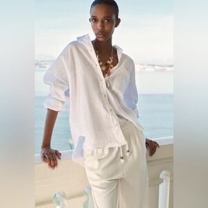 ZARA NWT white linen shirt